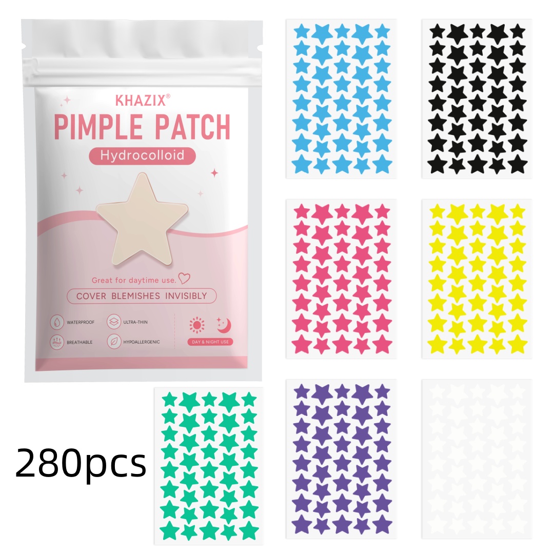 Pressed Powder Foundation - Star-shaped acne patches in various sizes,