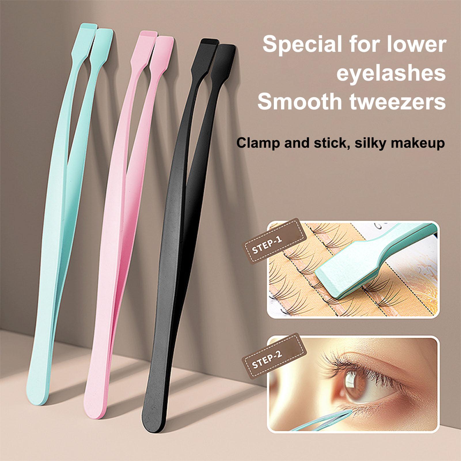 Beauty Makeup Tips - Eyelash Tweezers Flat Tip Stainless Steel