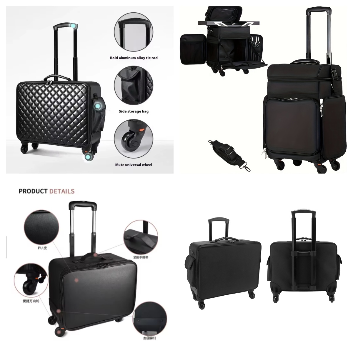 Beauty Makeup Drawing - High-Capacity Canvas Makeup Artist Suitcase with
