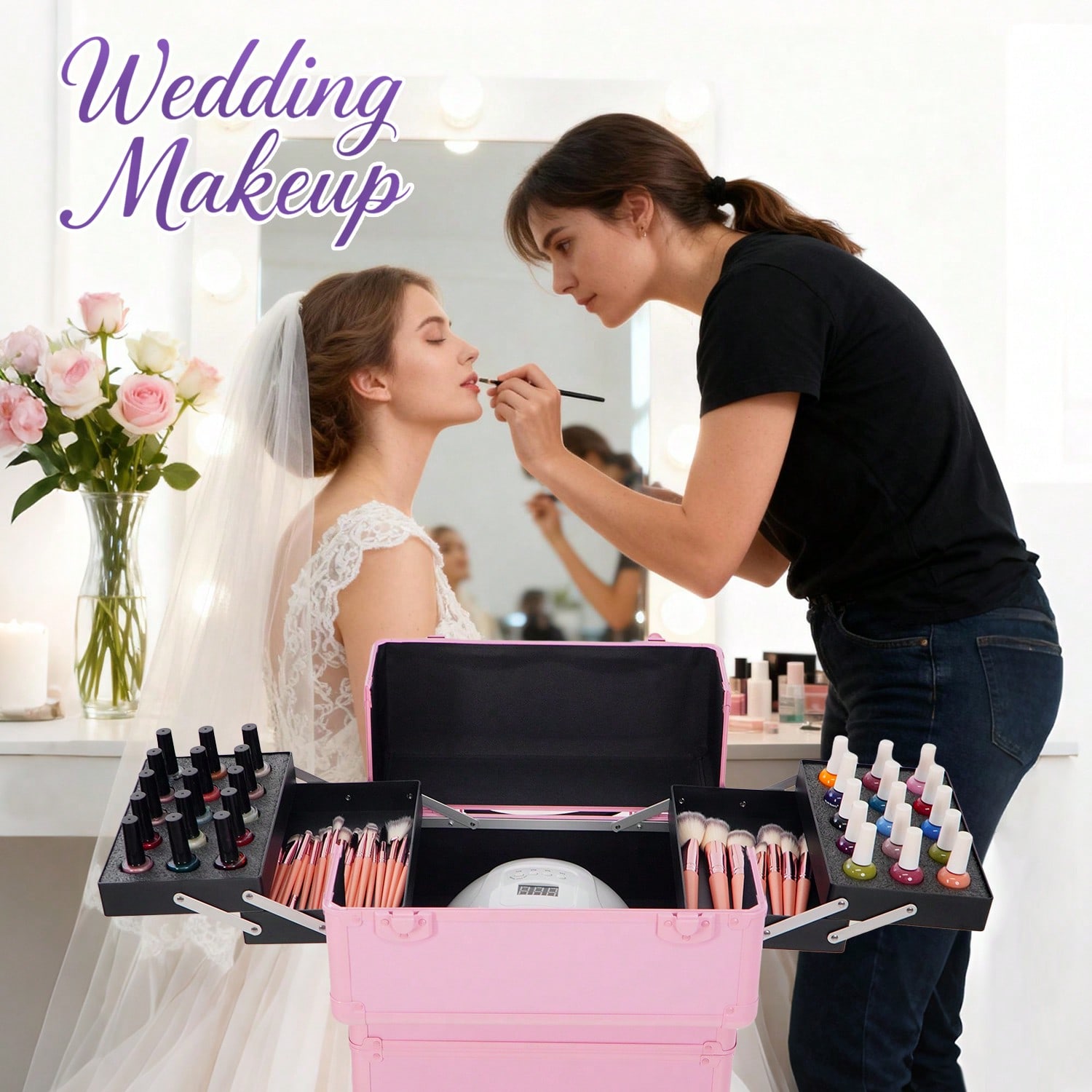 Rolling Makeup Train Case 4 in - Beauty Makeup Trolley review and price
